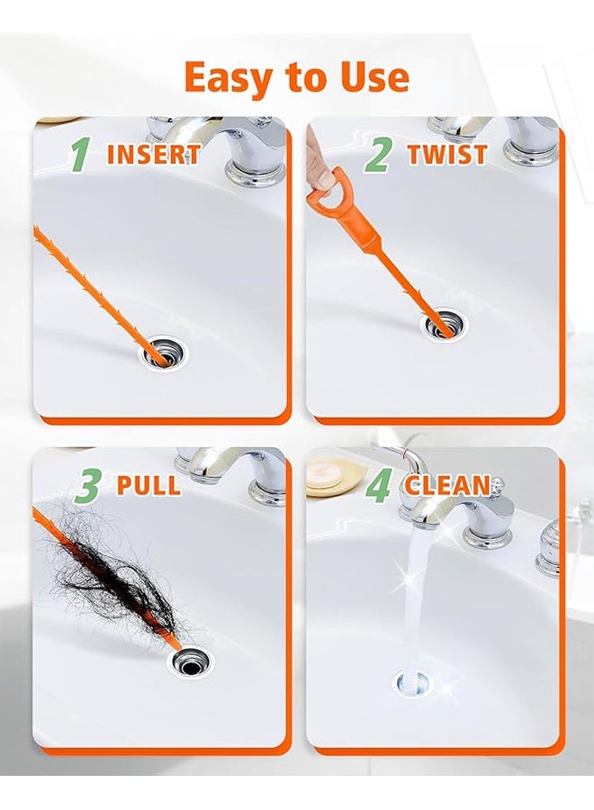 6PCS Drain Clog Remover, Drain Hair Remover Plumbing Snake, Drain Cleaner Hair Clog Remover, Easy & Quik to Use on Most Drains - Image 5